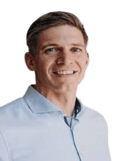 Unternehmer hält Stift, der wie eine Rakete nach oben fliegt